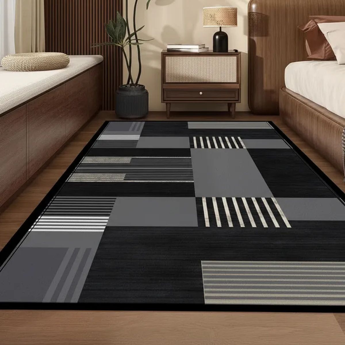 GENERICO - ALFOMBRA PASILLERA 60X180 CM TETRIS NEGRO WM