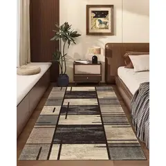 GENERICO - ALFOMBRA PASILLERA 60X180 CM CUADRO MARRON WM