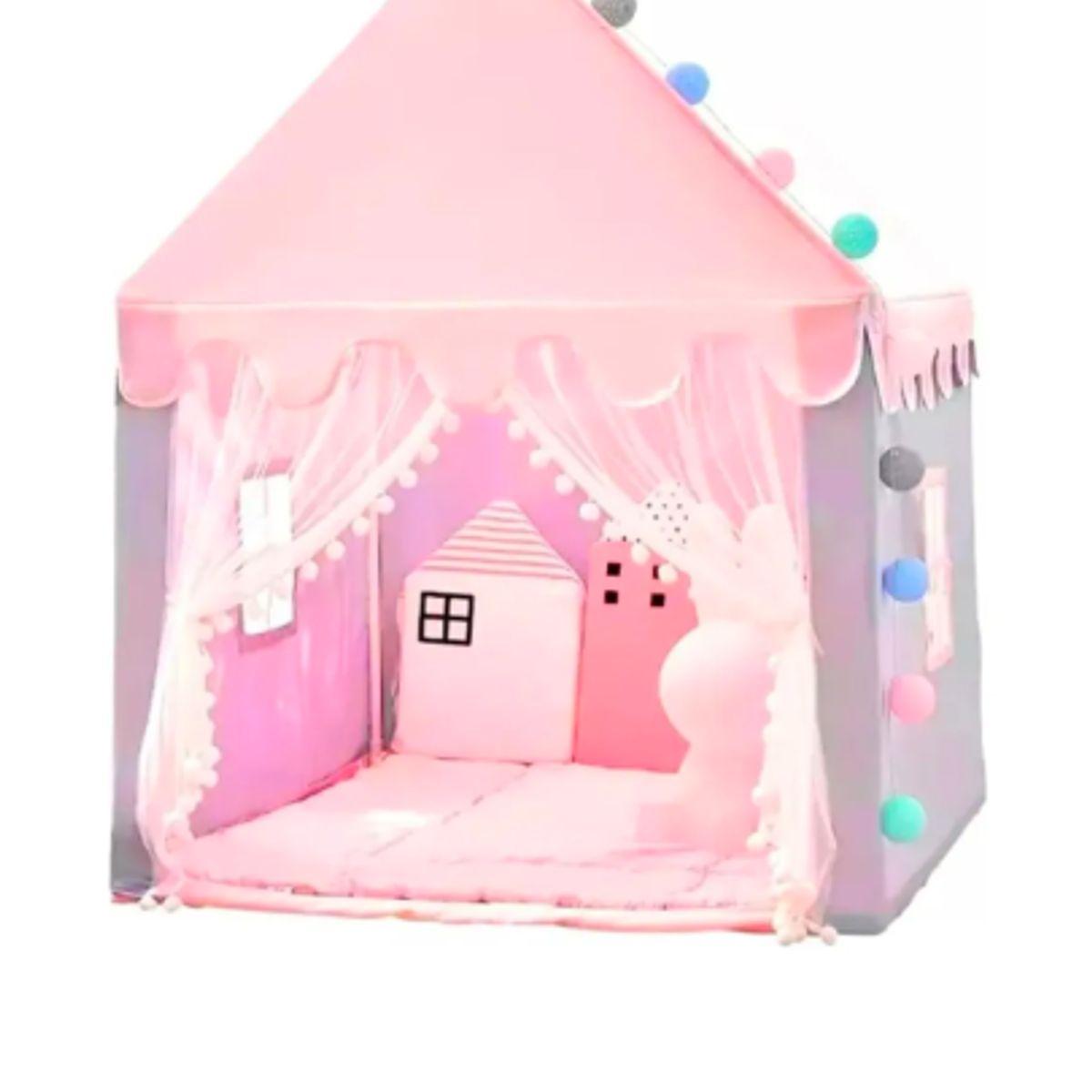 GENERICO - Carpa Casa Para Niñas Niños Carpa Plegable Princesa Rosa Chicle