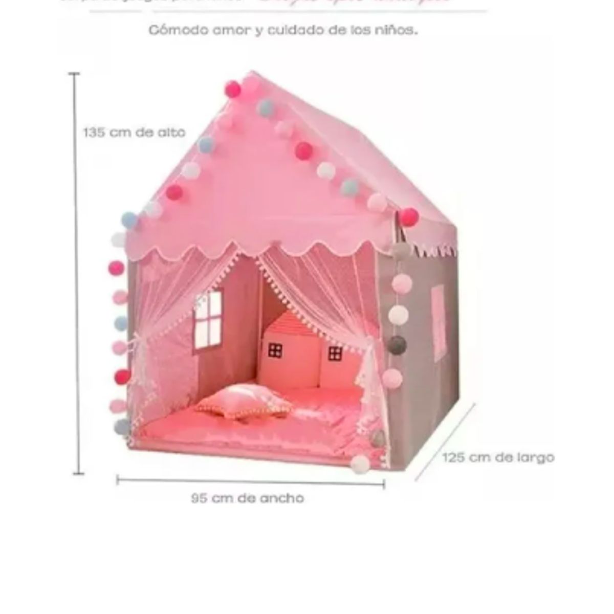 GENERICO - Carpa Casa Para Niñas Niños Carpa Plegable Princesa Rosa Chicle