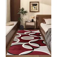 GENERICO - ALFOMBRA PASILLERA 60X180 CM BURDEO DISEÑO CIRCULAR WM