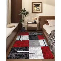 GENERICO - ALFOMBRA PASILLERA 60X180 CM CUADRO ROJO WM