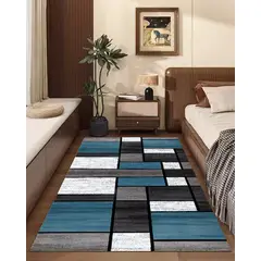 GENERICO - ALFOMBRA PASILLERA 60X180 CM CUADRO AZUL WM