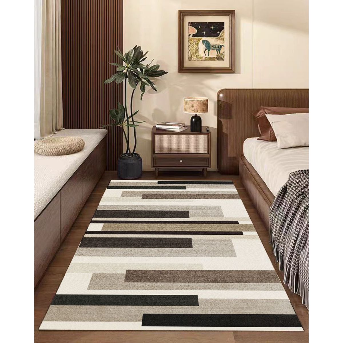 GENERICO - ALFOMBRA PASILLERA 60X180 CM TETRIS MARRON CLARO WM