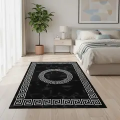 GENERICO - ALFOMBRA DE PASILLO 60X180 CM NEGRO GRIEGO MODERNO ELEGANTE DECORATIVO WM