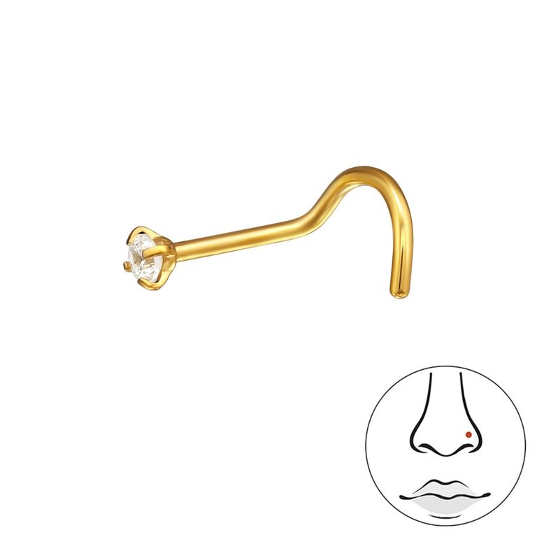 GENERICO Piercing nariz nostril cola de chancho punto de luz titanio ...