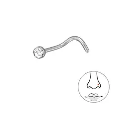 GENERICO - Piercing nariz nostril cola de chancho punto de luz titanio