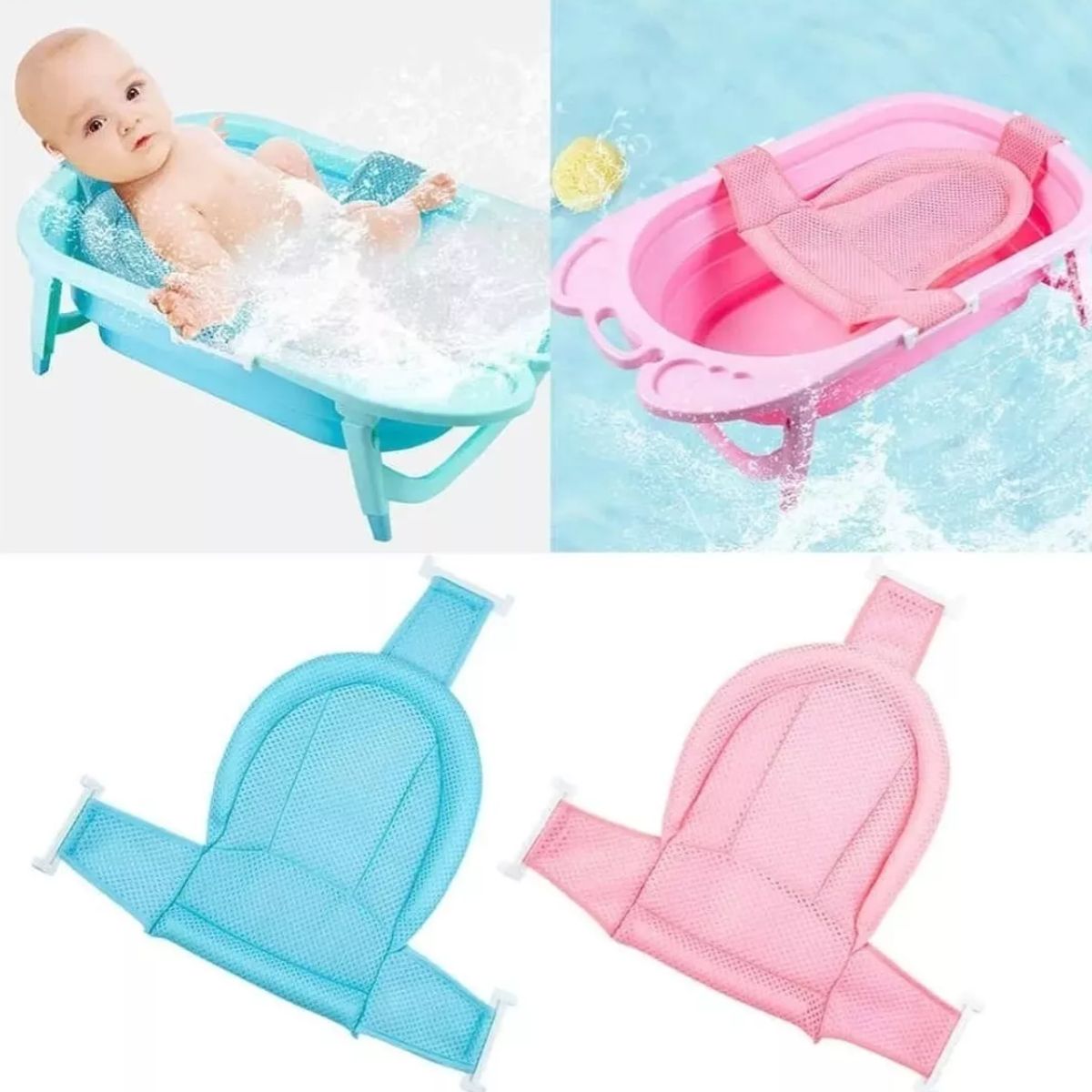 GENERICO - Hamaca Malla De Tina Ducha Bañera Para Bebé Red De Baño AZUL