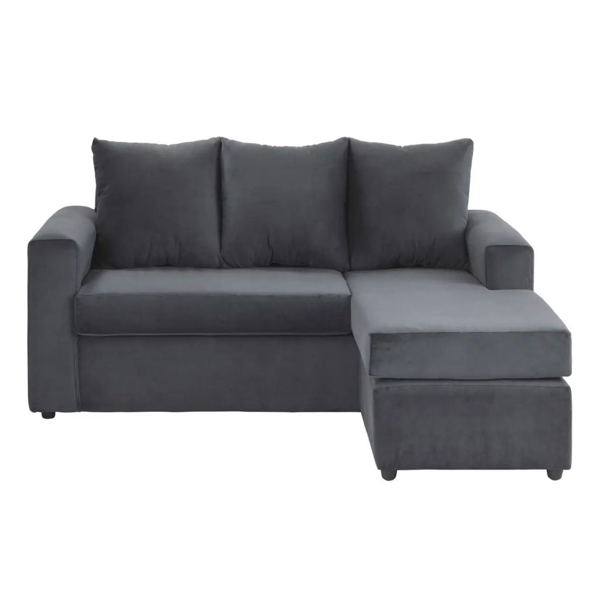 GENERICO - Sofa Seccional L 3 Cuerpos + 2 Puff gris
