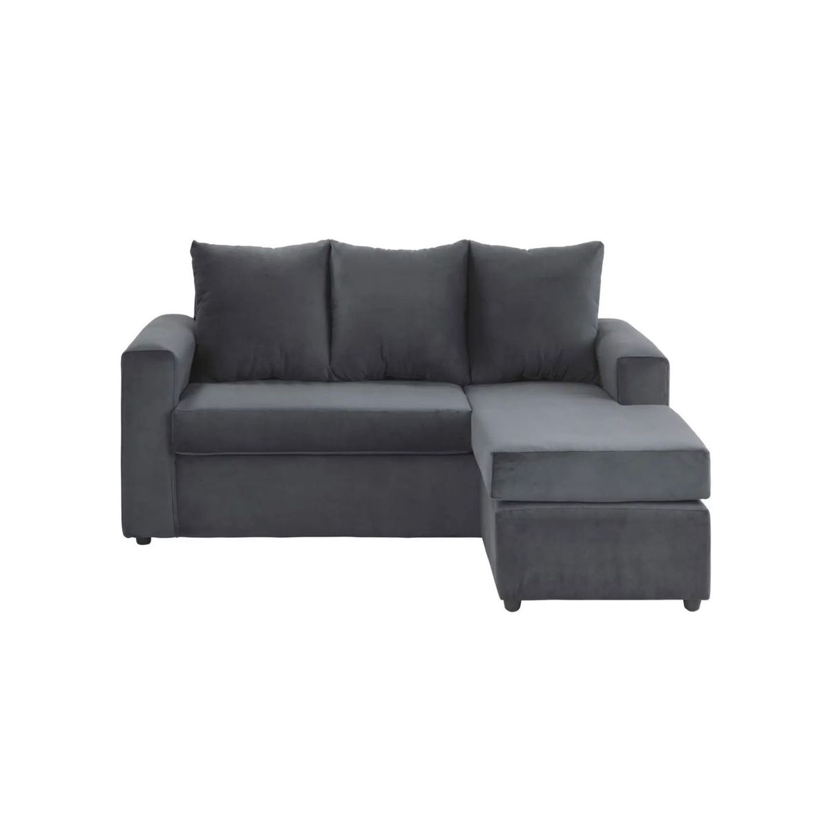 GENERICO - Sofa Seccional L 3 Cuerpos + 2 Puff gris