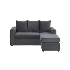 GENERICO - Sofa Seccional L 3 Cuerpos + 2 Puff gris