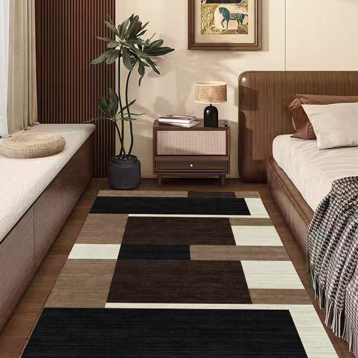 GENERICO - ALFOMBRA DE PASILLO 180X60 CM TETRIS CAFE MODERNA ELEGANTE DECORATIVA WM