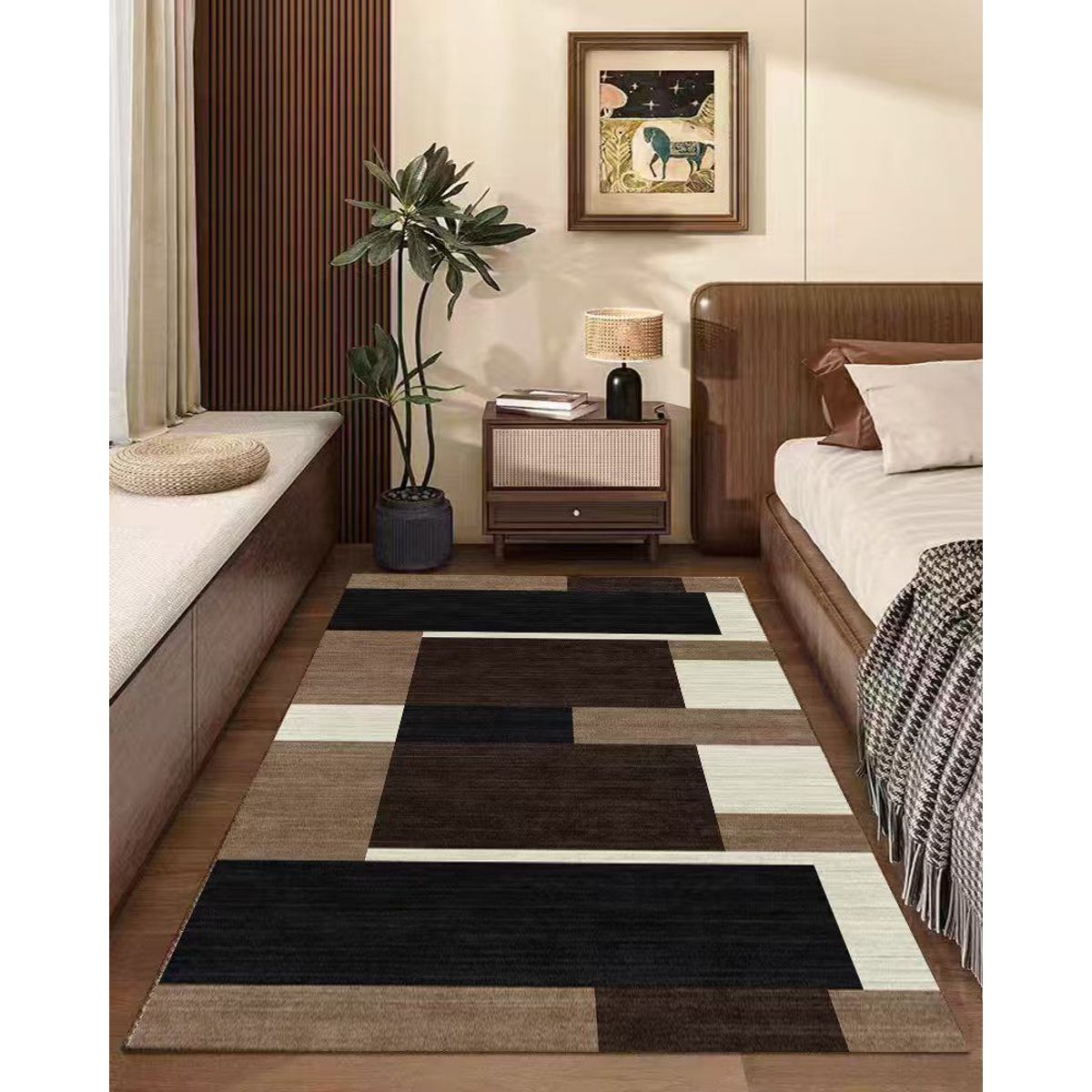 GENERICO - ALFOMBRA DE PASILLO 180X60 CM TETRIS CAFE MODERNA ELEGANTE DECORATIVA WM