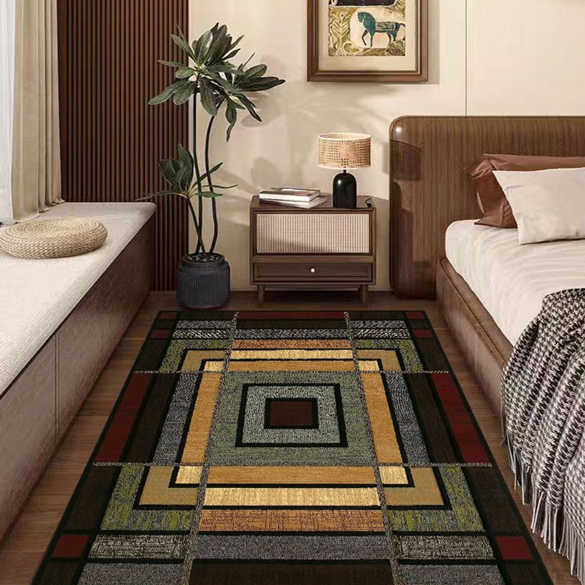 GENERICO - ALFOMBRA DE PASILLO 180X60 CM ESPIRAL VERDE  MODERNA ELEGANTE DECORATIVA WM