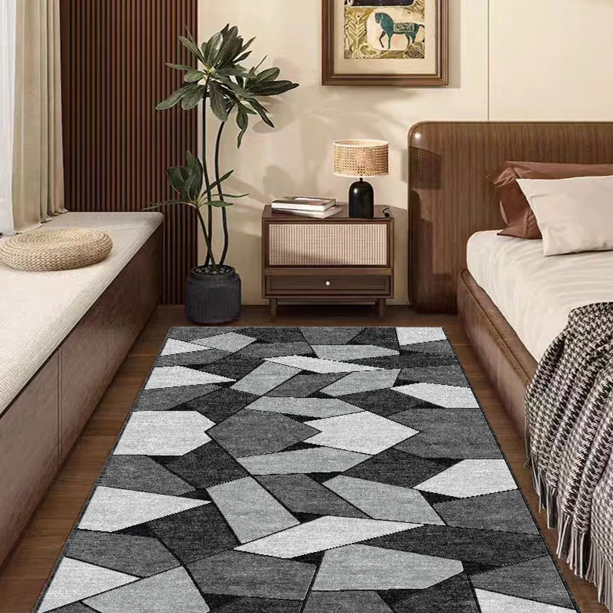 GENERICO - ALFOMBRA DE PASILLO 180X60 CM GRIS PIEDRA  MODERNA ELEGANTE DECORATIVA WM
