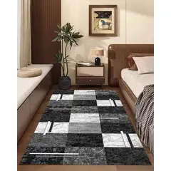 GENERICO - ALFOMBRA DE PASILLO 180X60 CM CUADRO NEGRO MODERNA ELEGANTE DECORATIVA WM