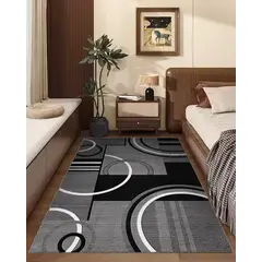 GENERICO - ALFOMBRA DE PASILLO 180X60 CM GRIS MEDIO CIRCULO MODERNA ELEGANTE DECORATIVA WM