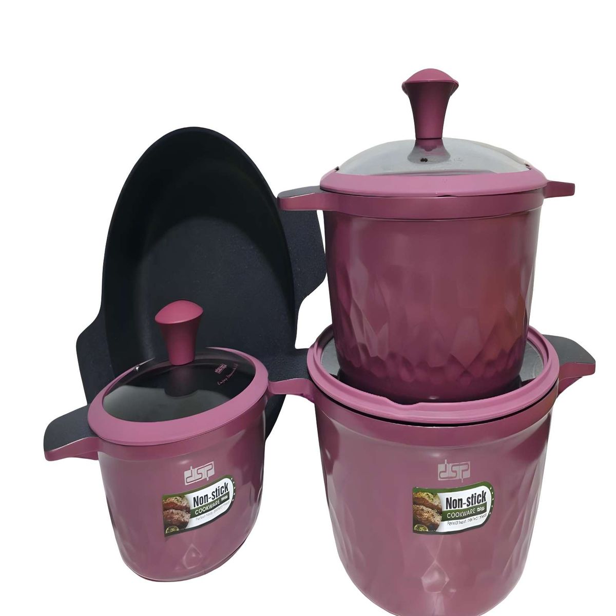 GENERICO - SET DE OLLAS DE COCINA 7 PIEZAS MORADO