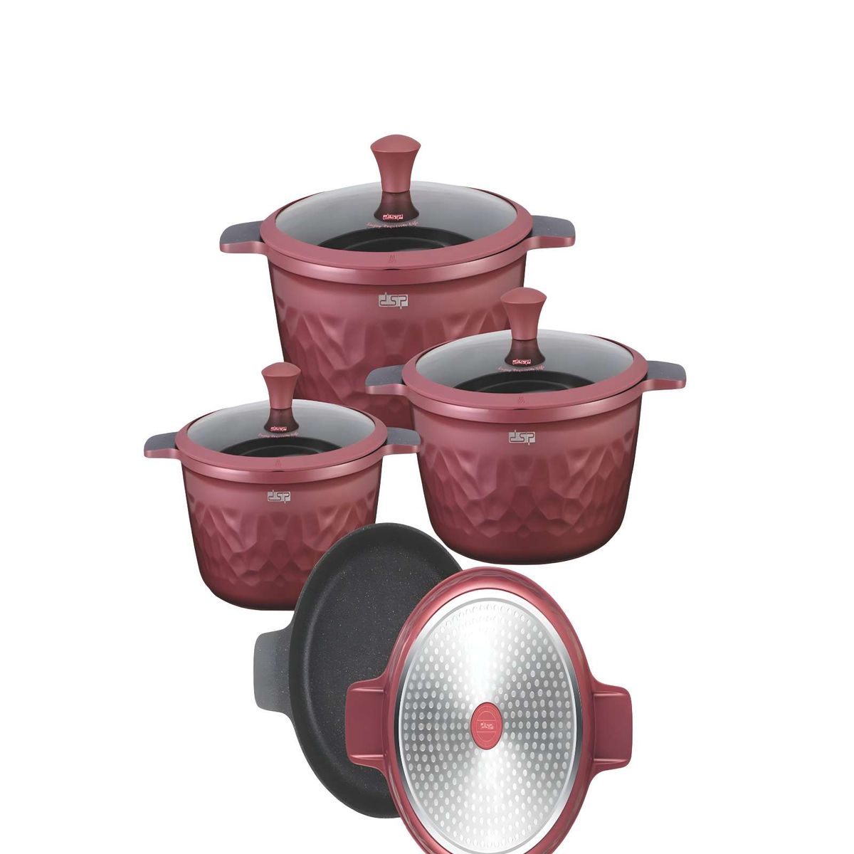GENERICO - SET DE OLLAS DE COCINA 7 PIEZAS MORADO