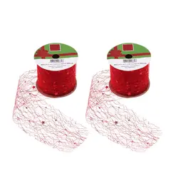 HERRERA MAISON - Pack X2 Cinta Navidad Malla 6 X 270 Cm Rojo Brillo