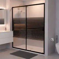 JOYTEK - Mampara Ajustable de Ducha Strava 160-180 cm Líneas Negras