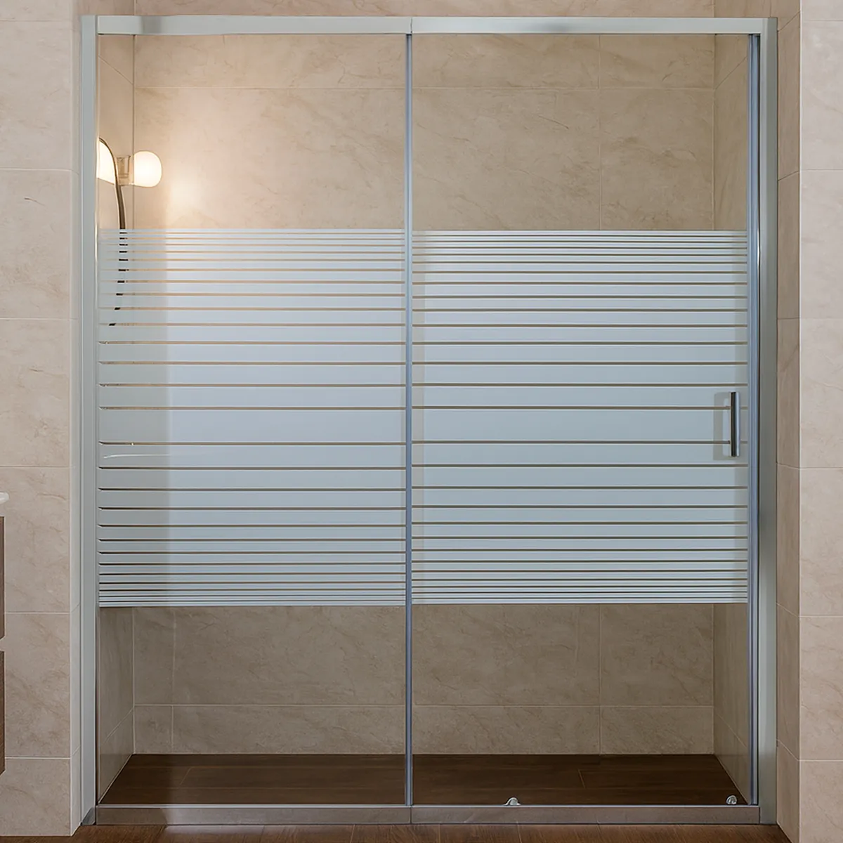 JOYTEK - Mampara Ajustable de Ducha Strava 160-180 cm Líneas Blancas