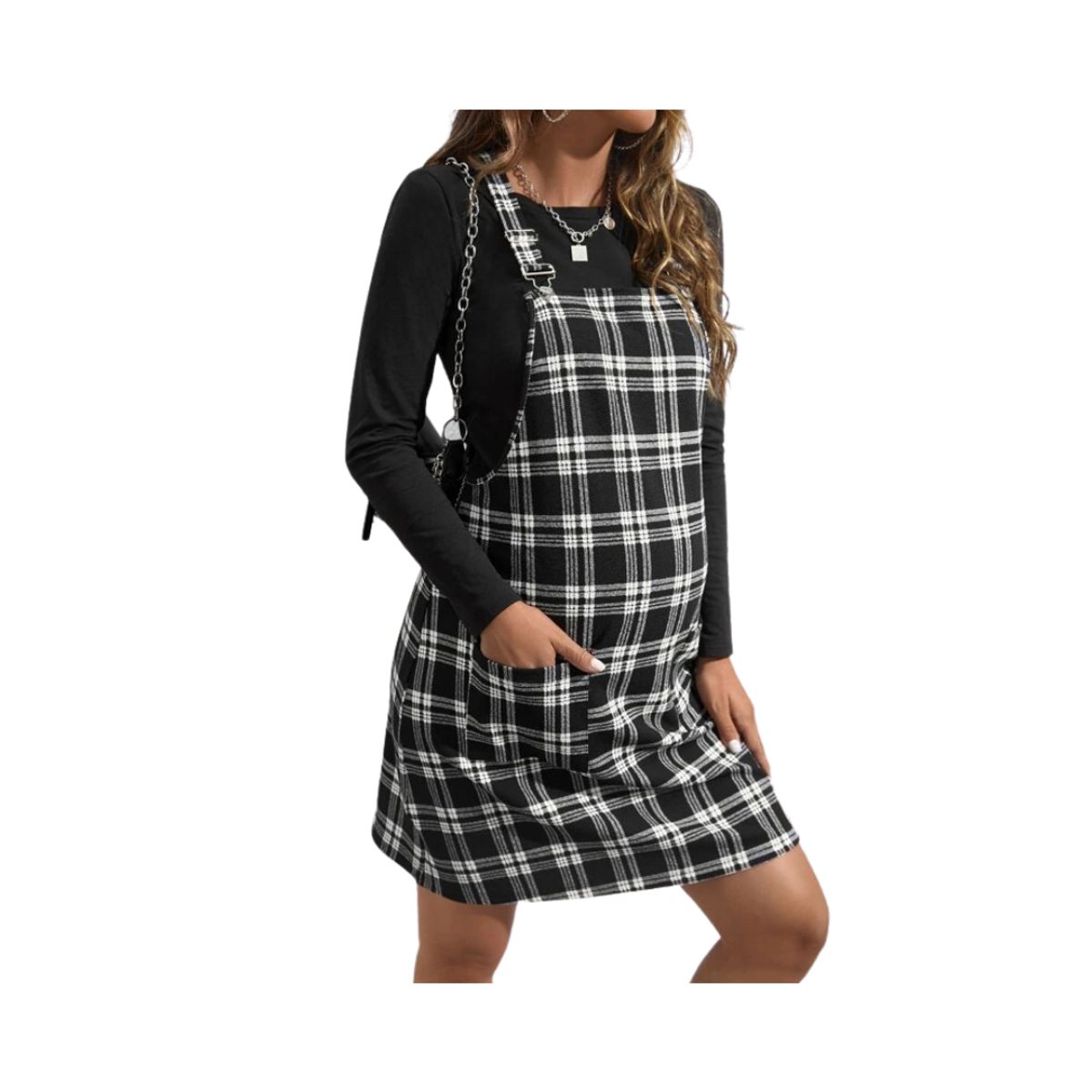 KIRAMA CLOTHING STORE - Set de camiseta negra y jumper a cuadros blanco y negro