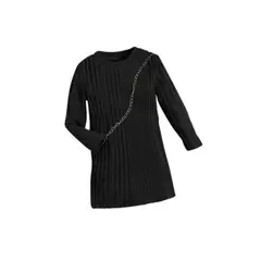 KIRAMA CLOTHING STORE - Vestido largo negro acanalado con cadena diagonal