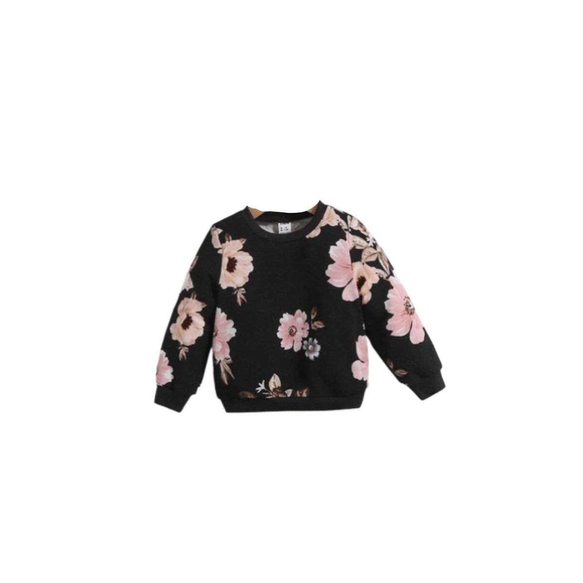 KIRAMA CLOTHING STORE - Sudadera negra con flores rosadas para chicas