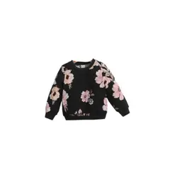 KIRAMA CLOTHING STORE - Sudadera negra con flores rosadas para chicas