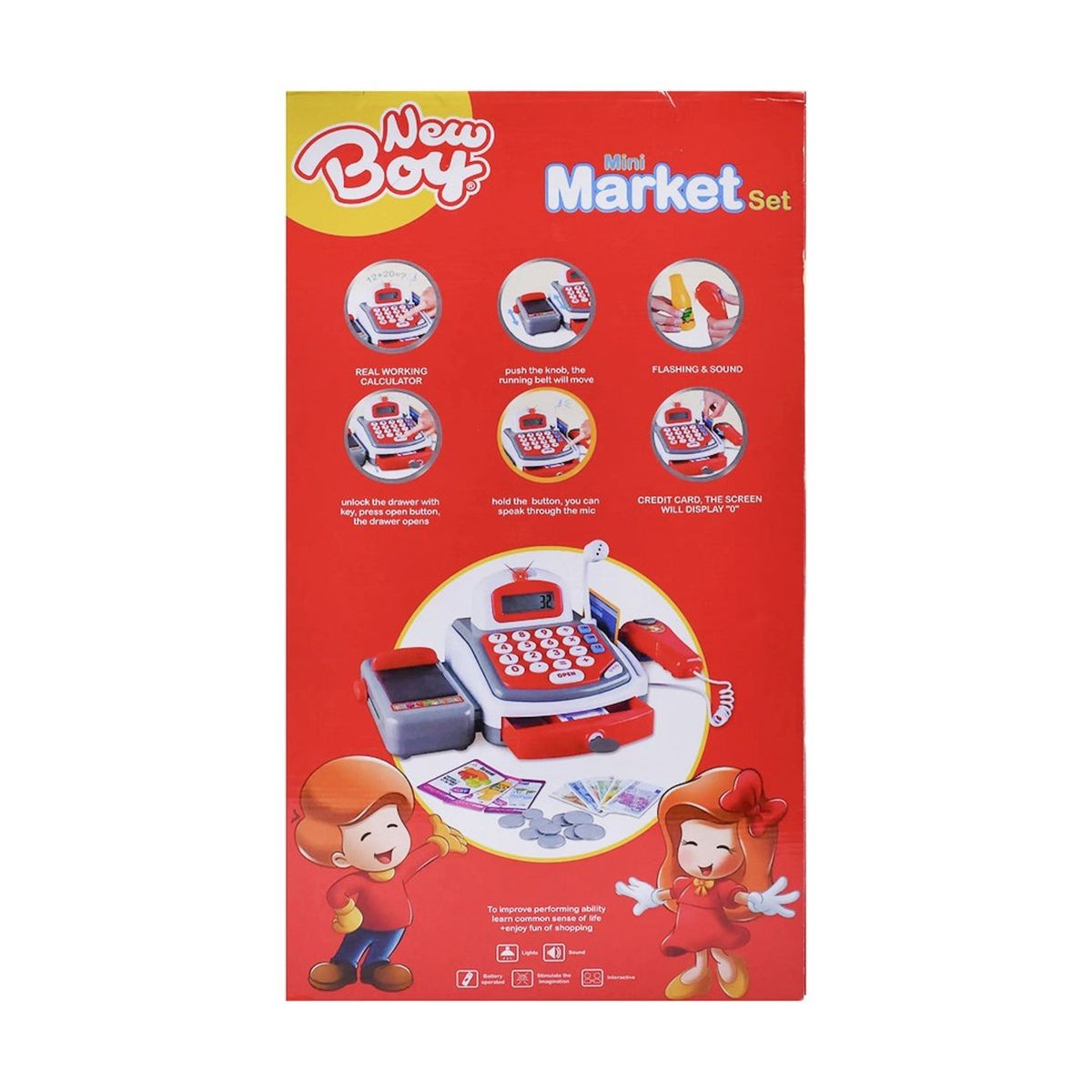 GENERICO - SET DE CAJA REGISTRADORA Y CARRO DE SUPERMERCADO GRANDE