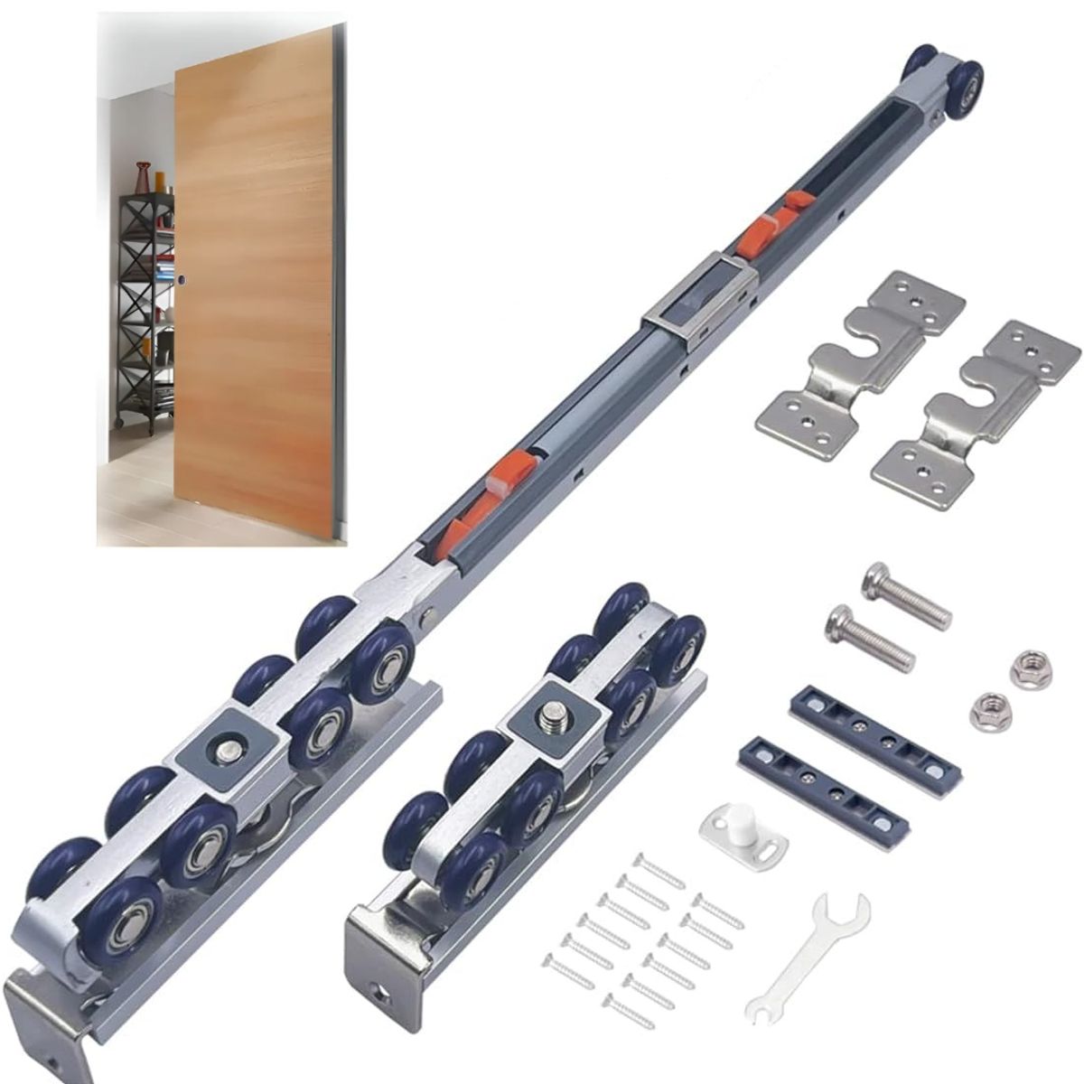 KUANGYE - Kit Riel Corredera Granero Para Colgar 1 puerta Soportado 80kg