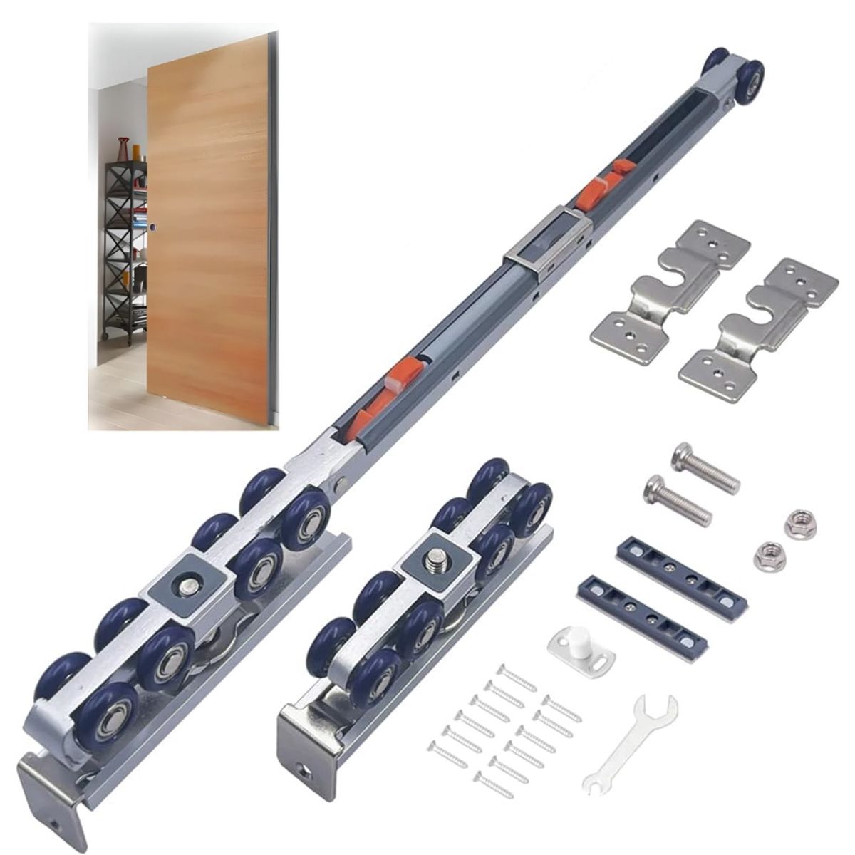 KUANGYE - Kit Riel Corredera Granero Para Colgar 1 puerta Soportado 80kg