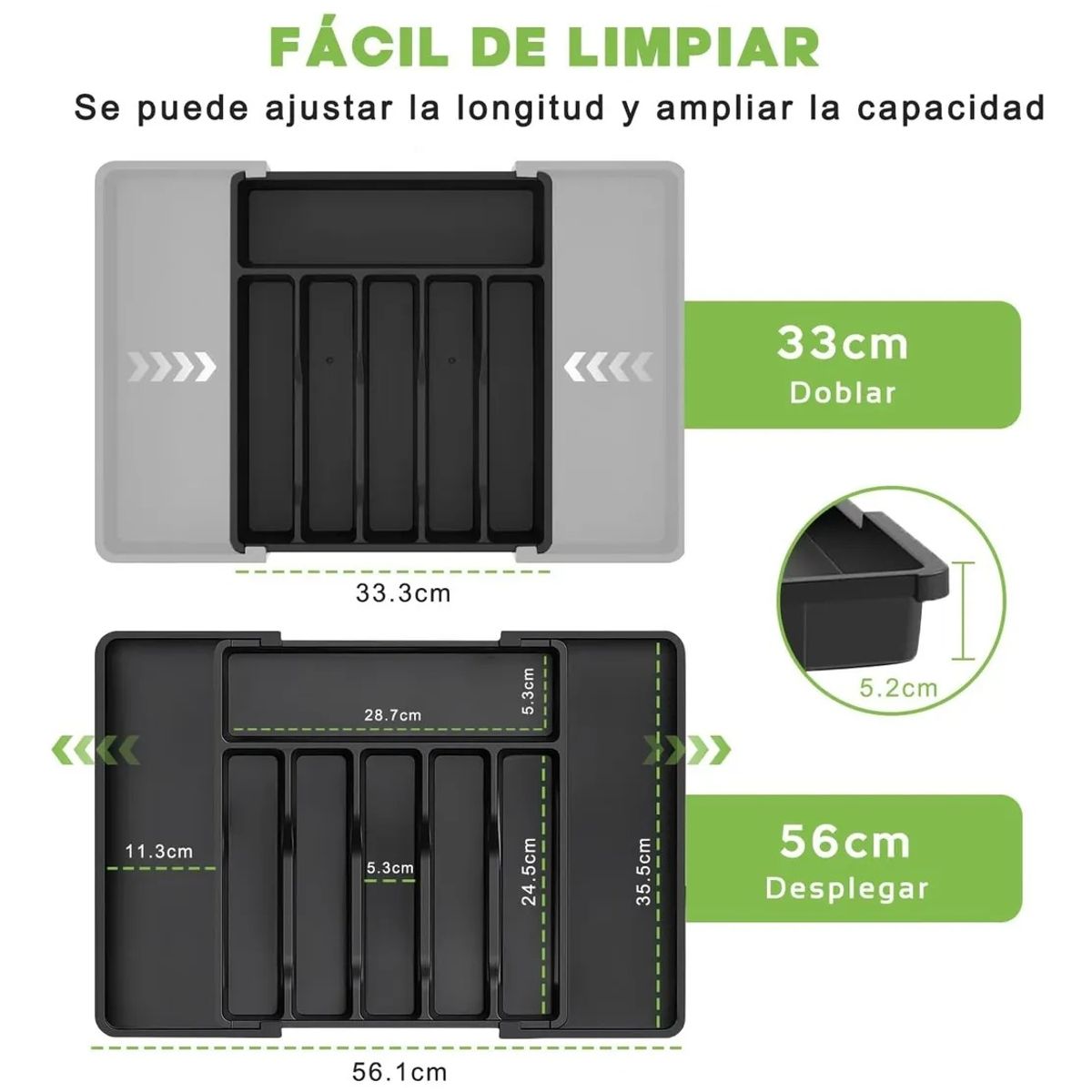 GENERICO - Organizador Cubiertos Expandible,cubertero 8 Compartimentos