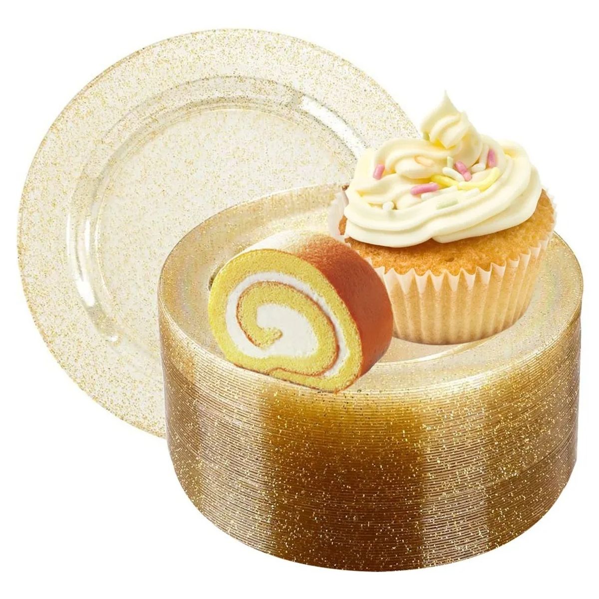 GENERICO - 25 Pcs Platos Llanos Elegantes Plástico, Vajilla Fiesta 25cm