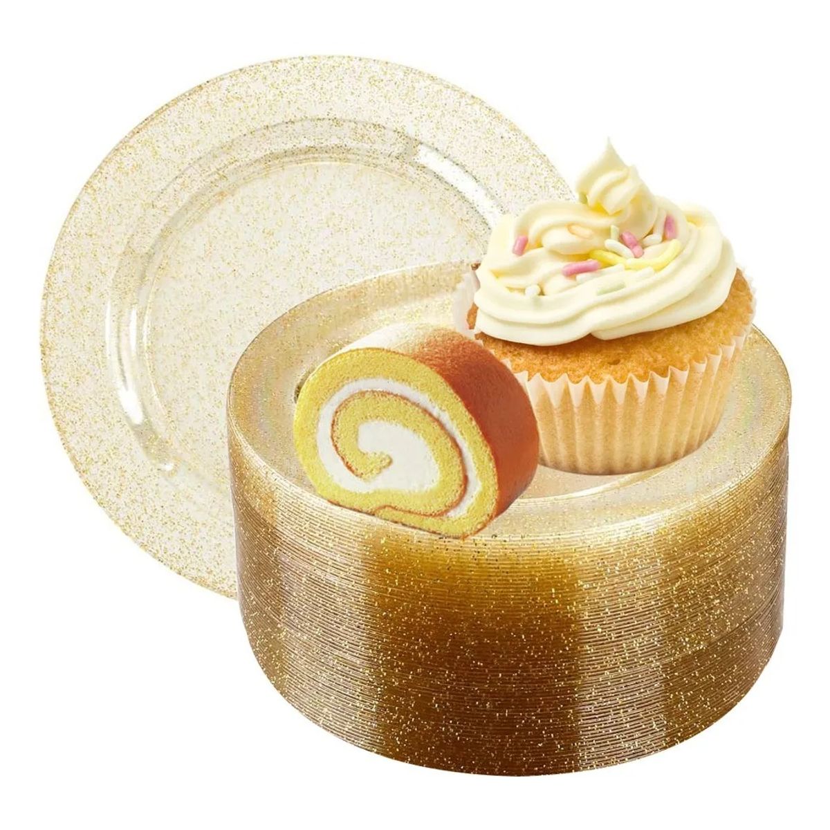 GENERICO - 25 Pcs Platos Llanos Elegantes Plástico, Vajilla Fiesta 25cm