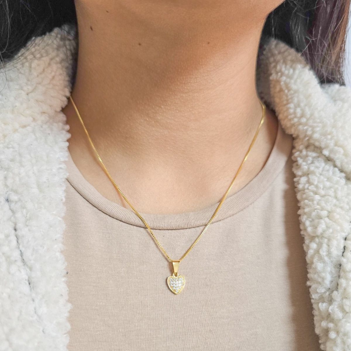 GENERICO - Conjunto Cadena tejido veneciana y colgante en Oro Laminado 18k