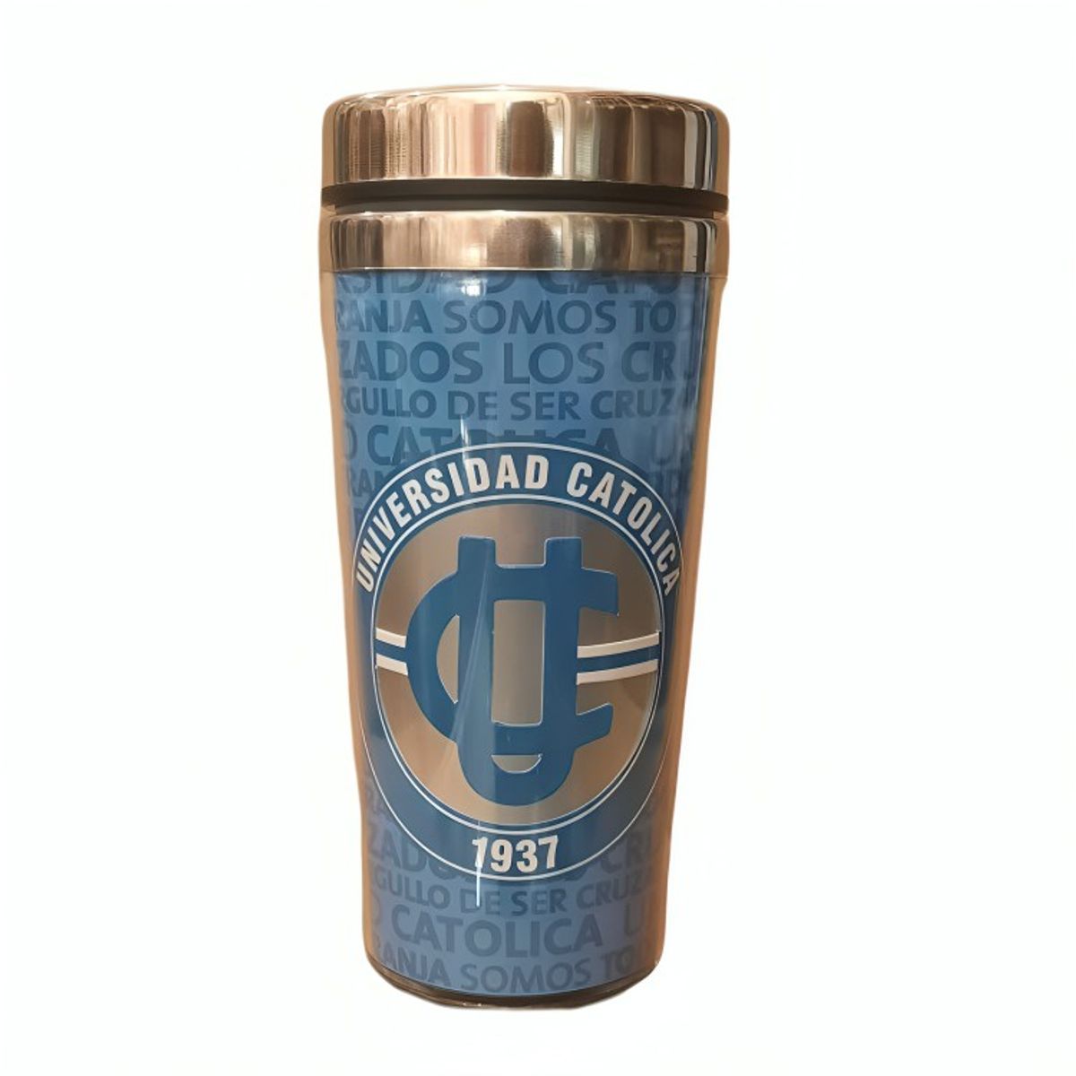 PONTIFICIA UNIVERSIDAD CATOLICA DE CHILE - MUG TERMICO LOGO PLATEADO U CATOLICA