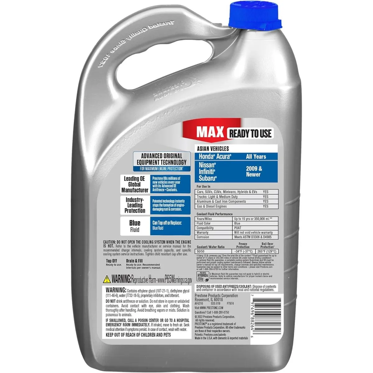 PRESTONE - Refrigerante Anticongelante Coolant Max Asian Azul Prestone