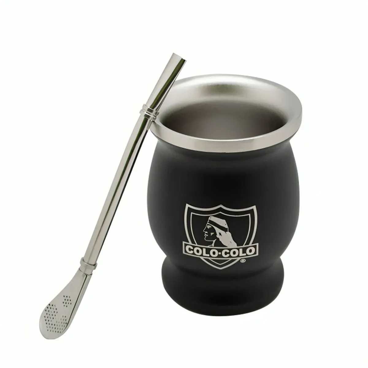 COLO COLO - Mug Mate Con Bombilla Clásico Colo Colo 200ml Color Negro