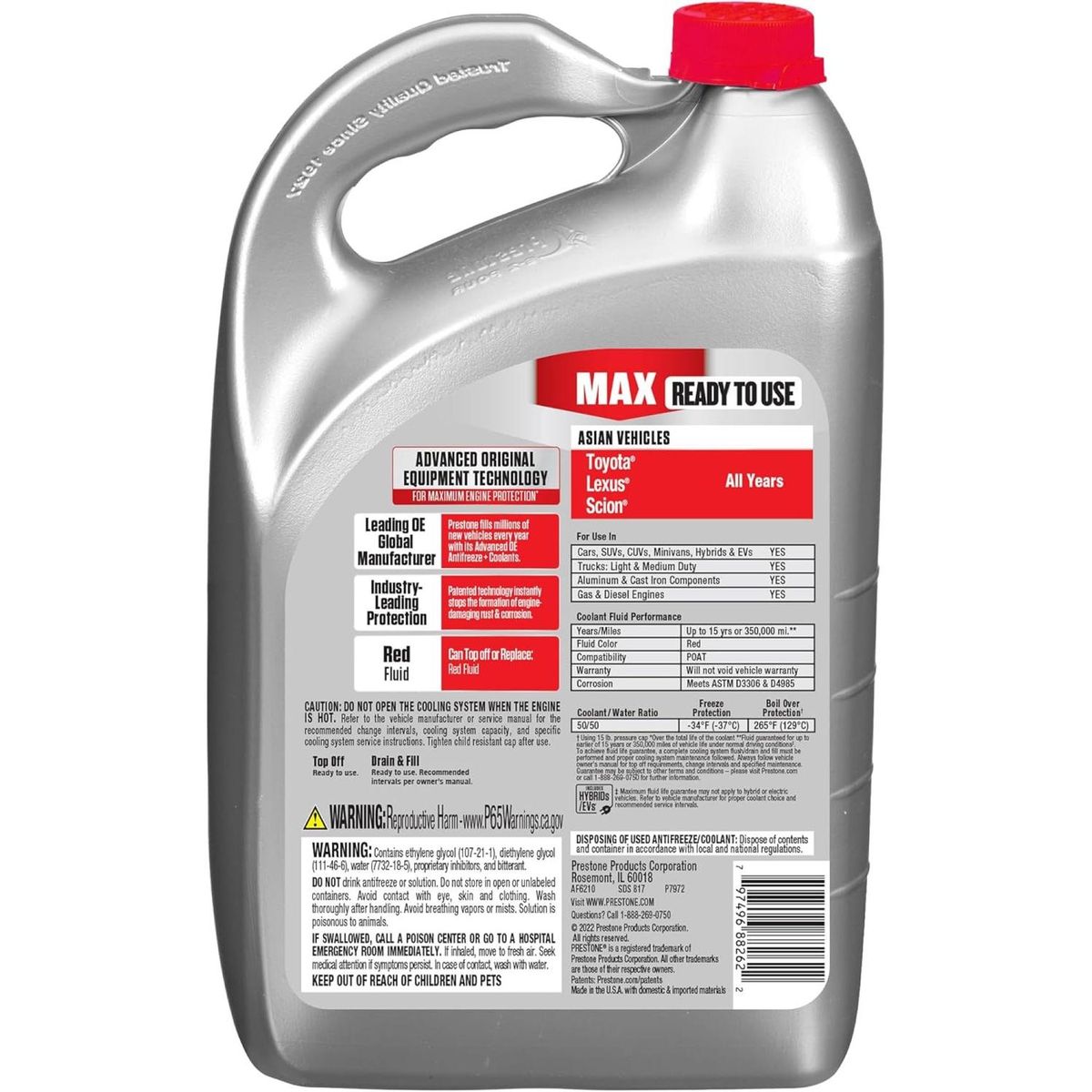 PRESTONE - Refrigerante Anticongelante Coolant Max Asian Rojo Prestone