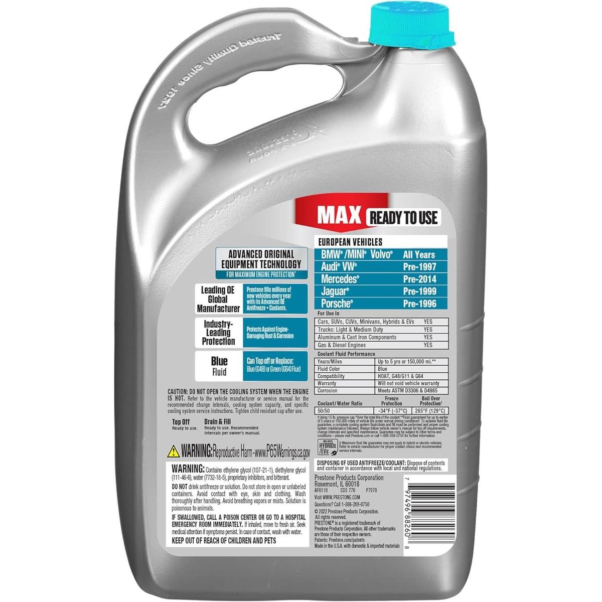 PRESTONE - Refrigerante Anticongelante Max European Azul Prestone