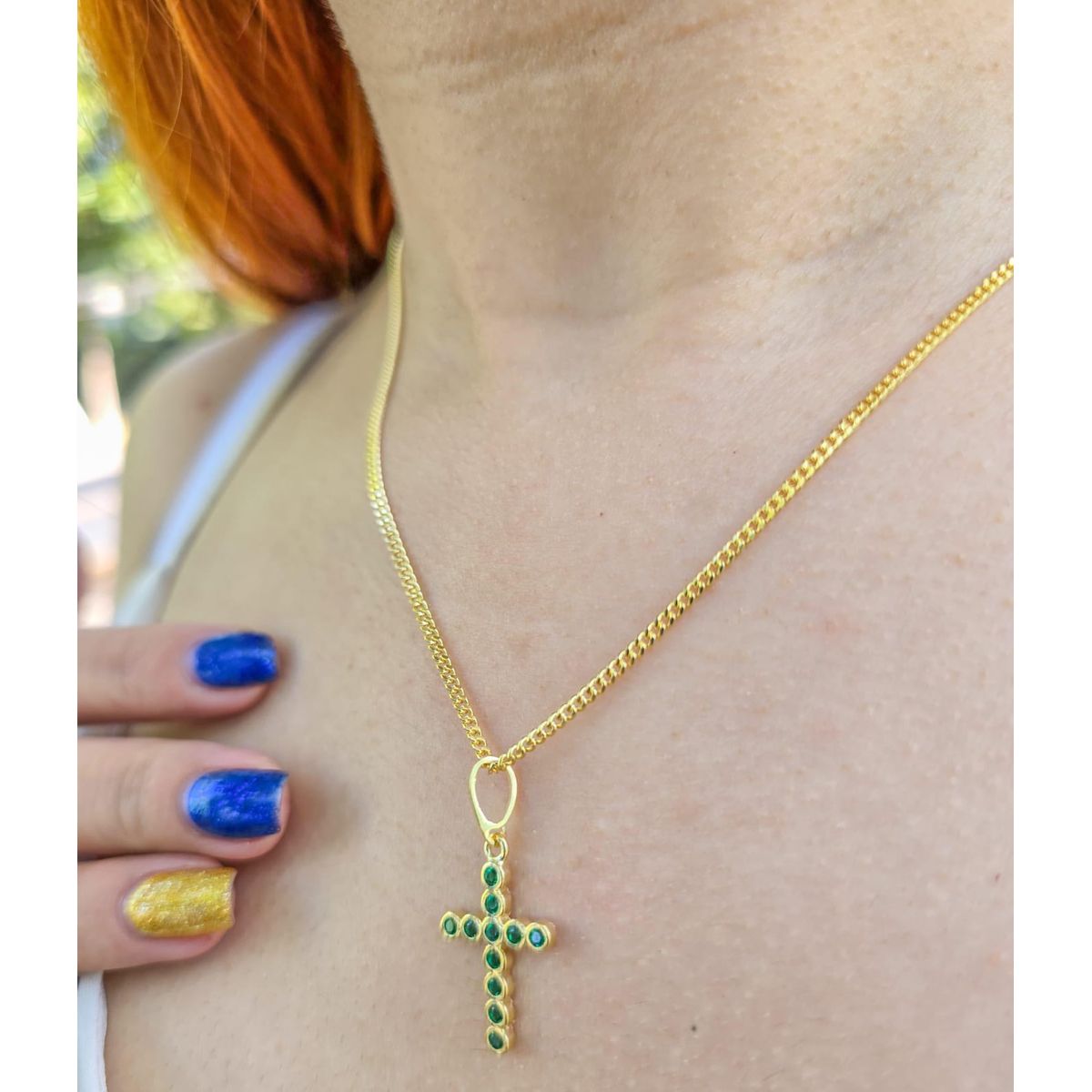 GENERICO - Conjunto Cadena tejido Cubana y Colgante en Oro Laminado 18k