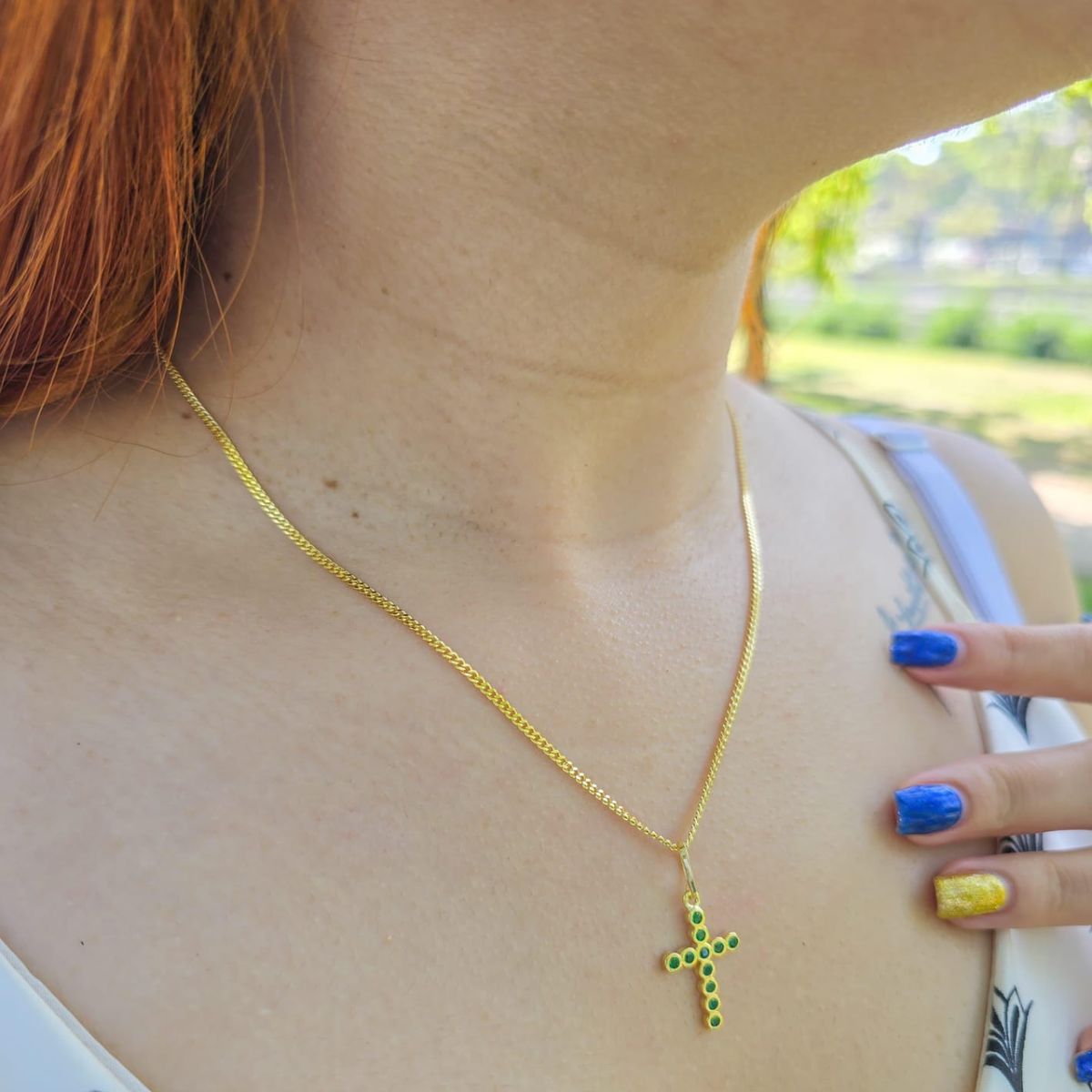 GENERICO - Conjunto Cadena tejido Cubana y Colgante en Oro Laminado 18k