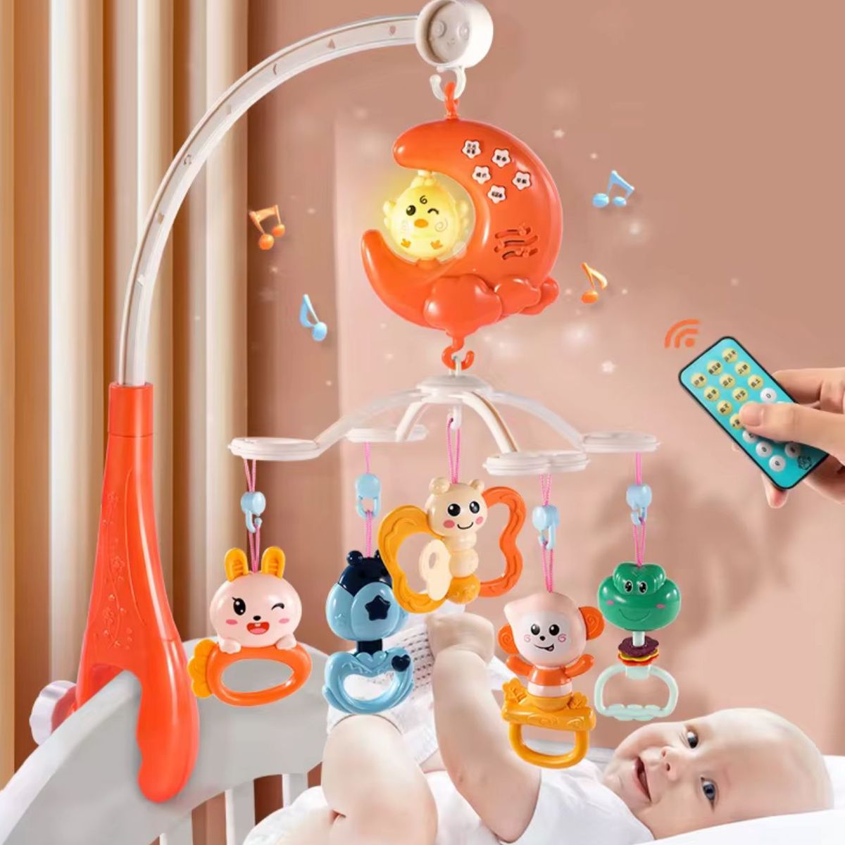 GENERICO - Movil MUSICAL para cuna bebé Con Control 2 en 1
