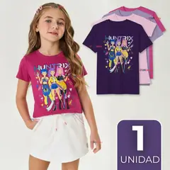 UTILISIMO - Polera Huntrix 100% Algodón Manga Corta Niña HUNTRX Demon Hunters Rumi Mira Zoey