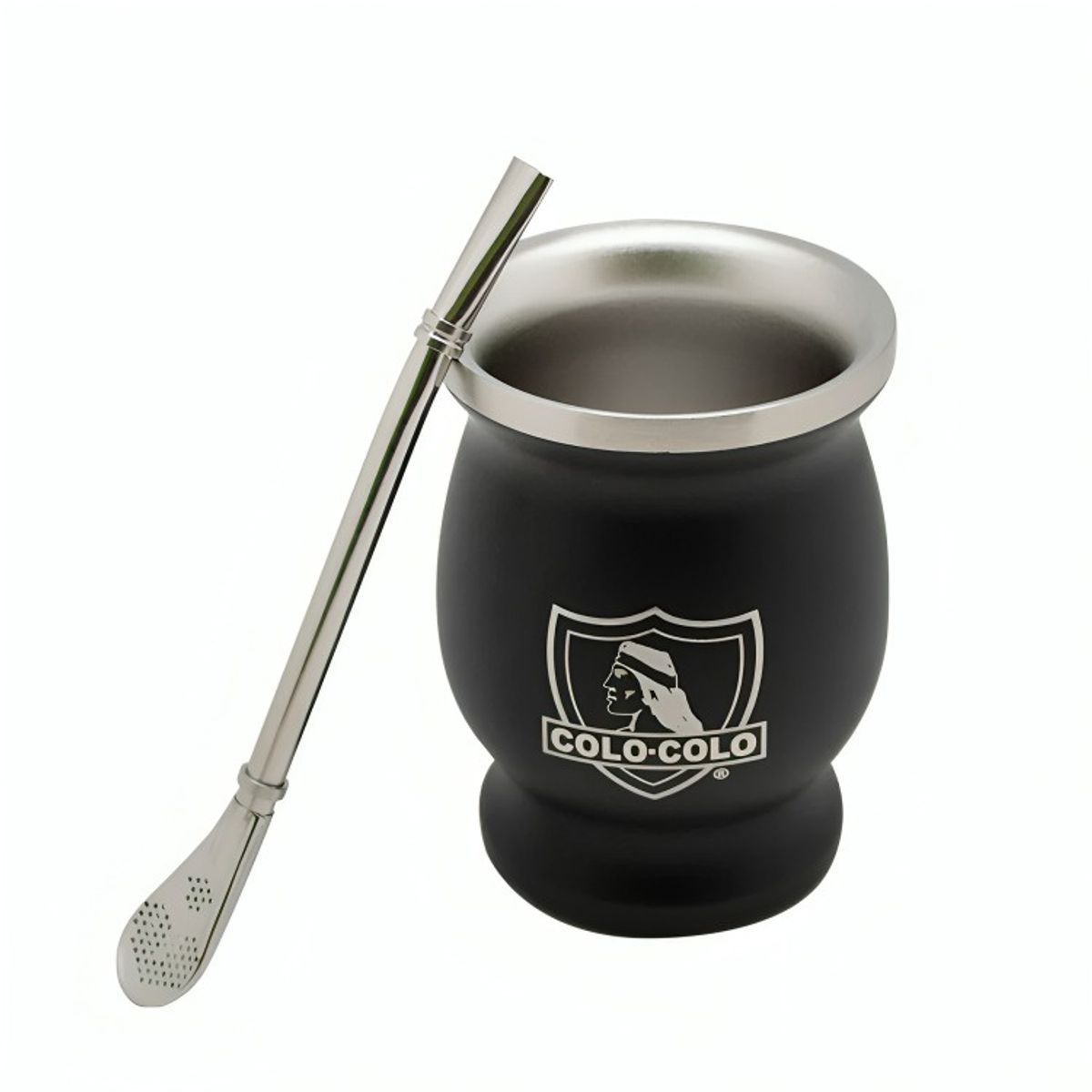 COLO COLO - Mug Mate Con Bombilla Clásico Colo Colo 200ml Color Negro