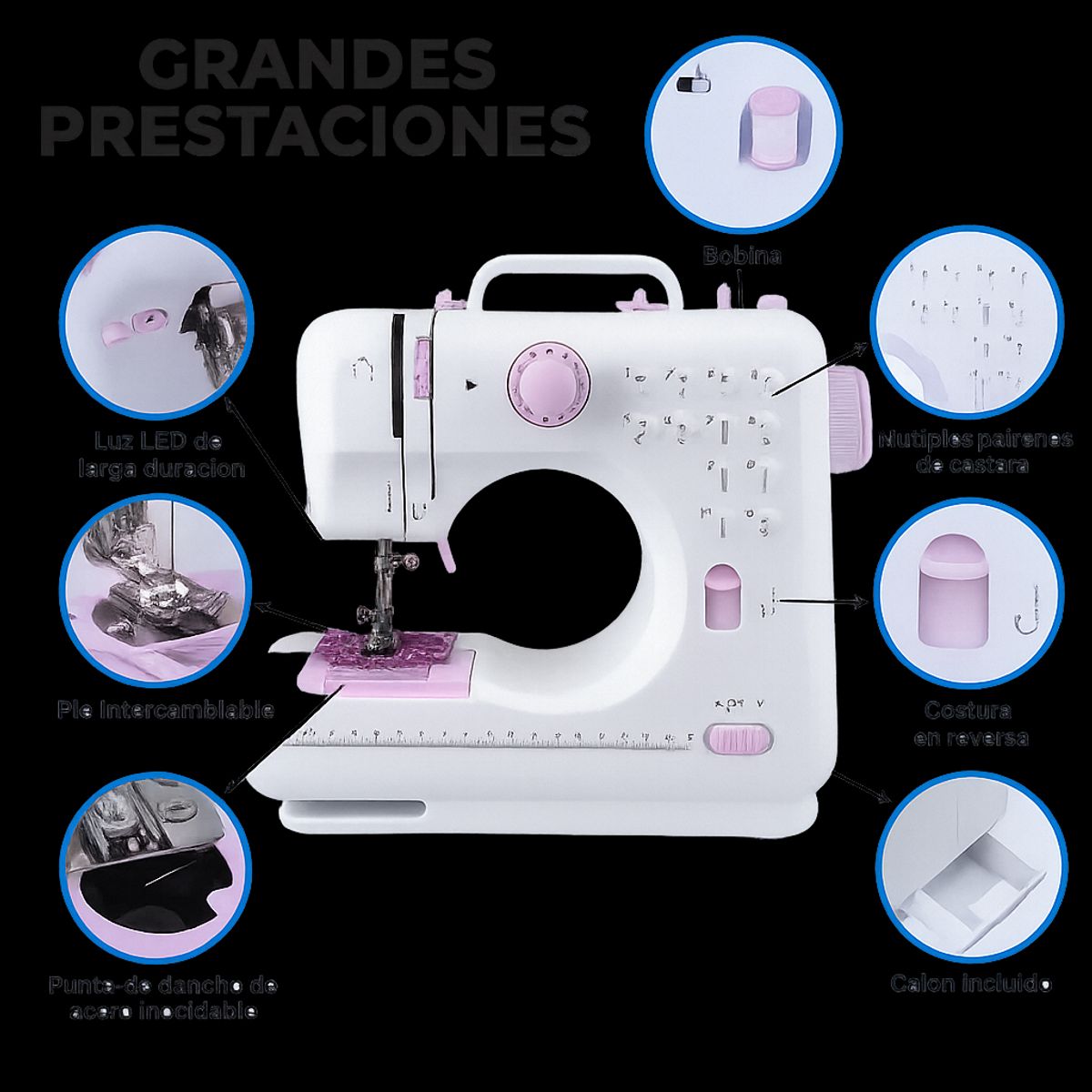 MOVI - Máquina de Coser Portátil con 12 Puntadas y Luz LED