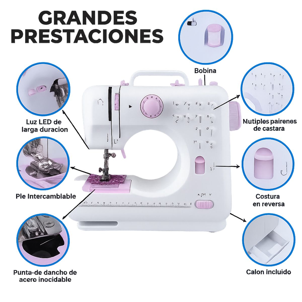 MOVI - Máquina de Coser Portátil con 12 Puntadas y Luz LED
