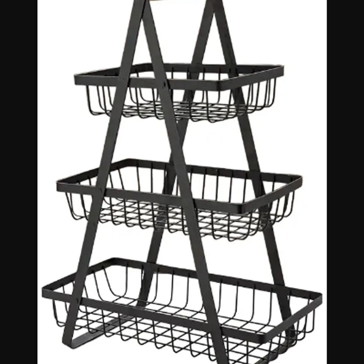 GENERICO - Cesta Genérica MJ-3032 para Frutas Vegetales Organizador Multiusos 3 Niveles color Negro